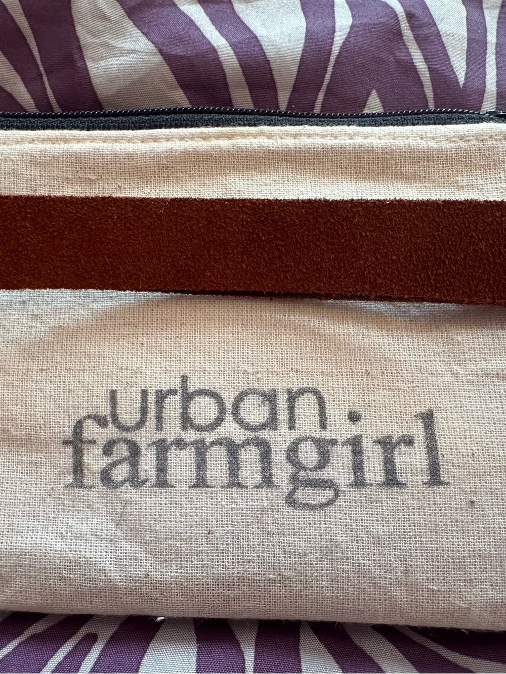 Urban farm girl Canvas with Suede Brown carry strap coin purse !